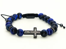 Load image into Gallery viewer, Deep Blue Faith Black Cross Bracelet