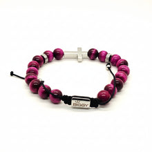 Load image into Gallery viewer, Purple Faith Silver Cross Bracelet