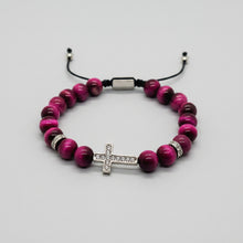 Load image into Gallery viewer, Purple Faith Silver Cross Bracelet