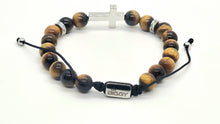 Load image into Gallery viewer, Brown Faith Silver Cross Bracelet