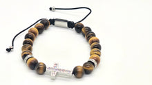 Load image into Gallery viewer, Brown Faith Silver Cross Bracelet