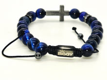 Load image into Gallery viewer, Deep Blue Faith Black Cross Bracelet
