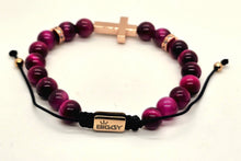 Load image into Gallery viewer, Purple Faith Rose Cross Bracelet
