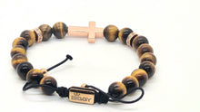 Load image into Gallery viewer, Brown Faith Rose Cross Bracelet
