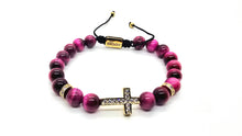 Load image into Gallery viewer, Purple Faith Gold Cross Bracelet
